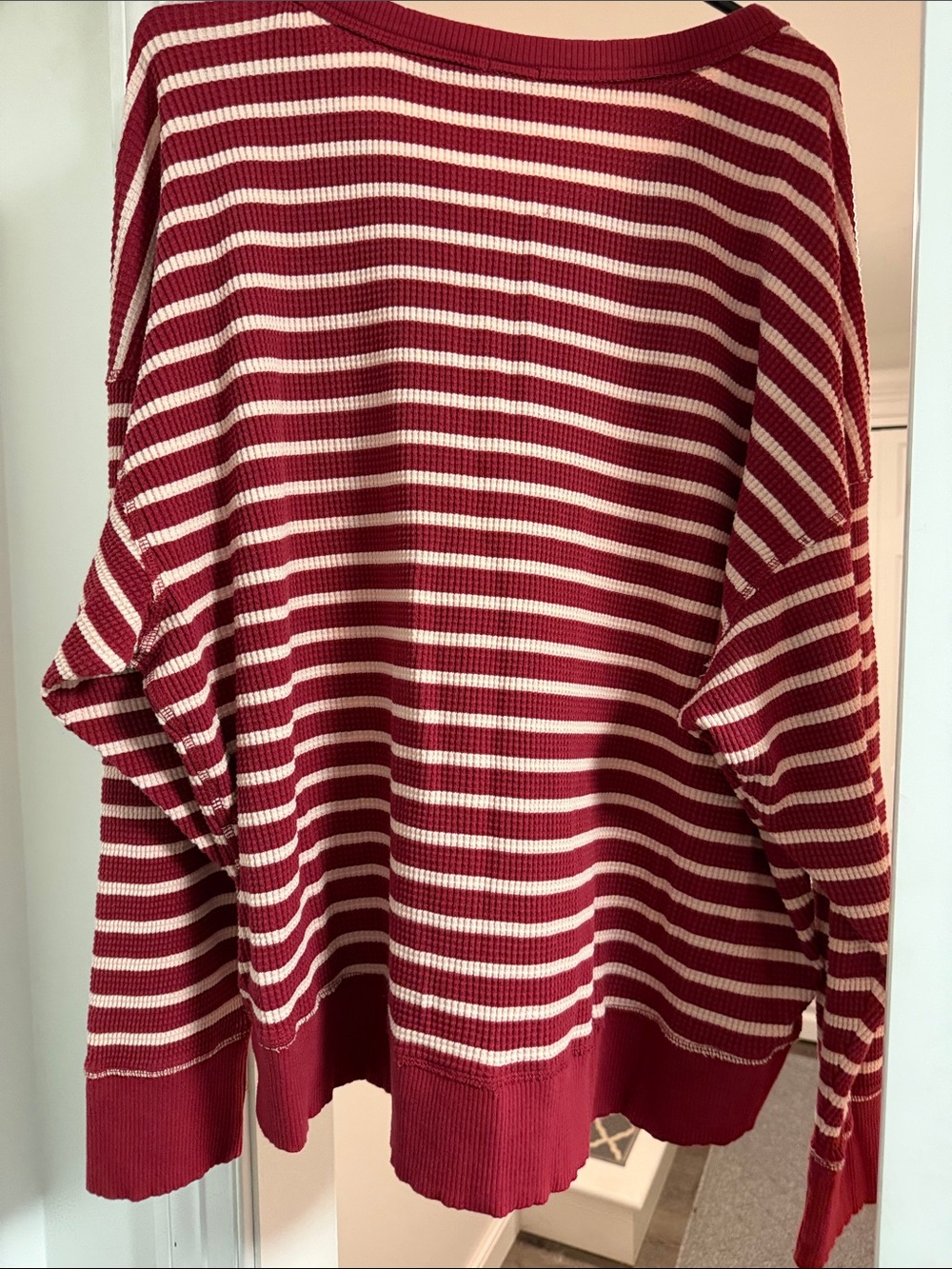 aerie Maroon and Cream Striped Long Sleeve Sweater - Picture 4 of 4